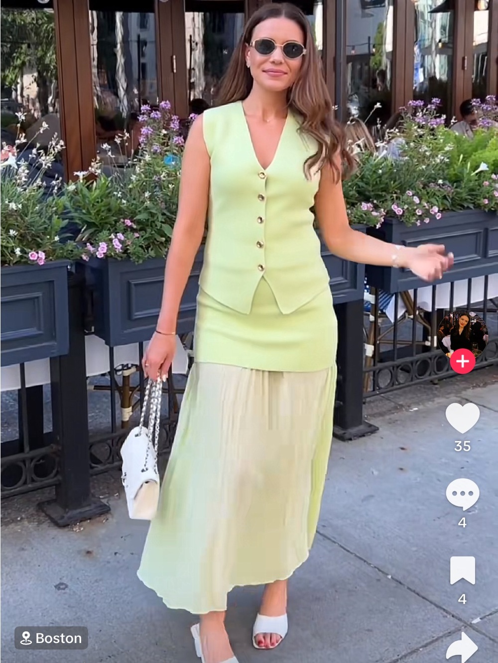 Zara Lime Green Skirt & Vest Set